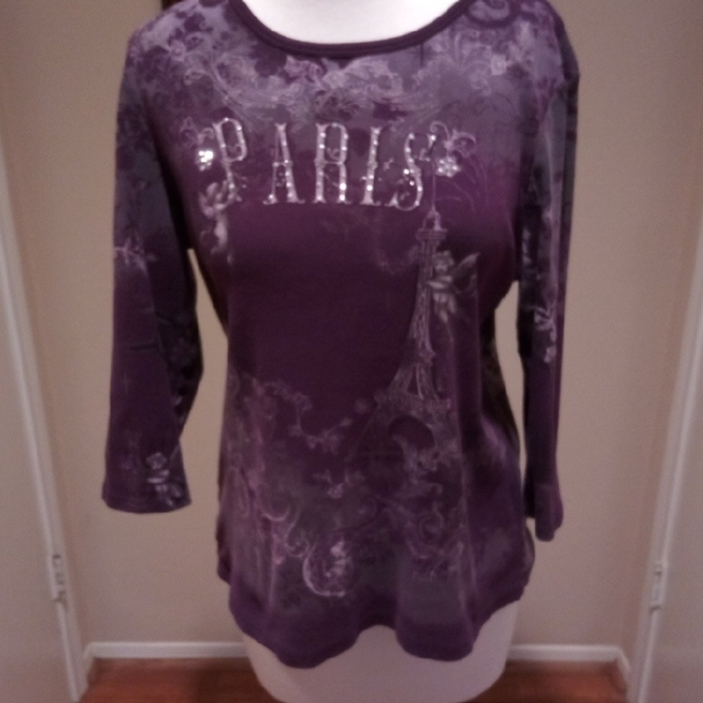 Purple Paris Graphic Women's Top